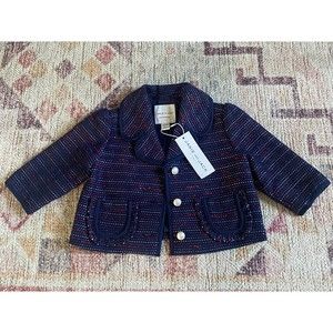 NWT Janie and Jack tweed peal button red/white/blue pocket girl jacket 18/24 Mt